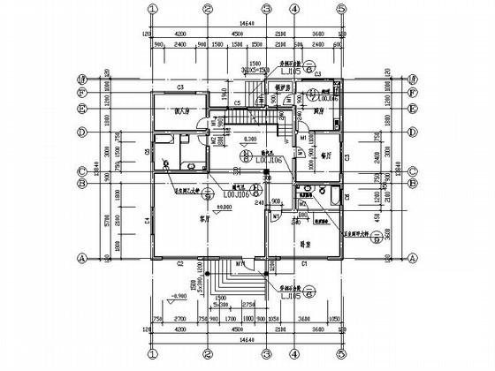 精美3层坡地别墅建筑施工CAD图纸（初设图纸） - 2