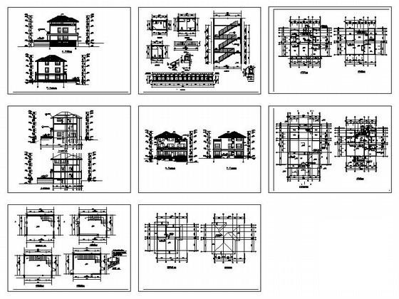 精美3层坡地别墅建筑施工CAD图纸（初设图纸） - 4