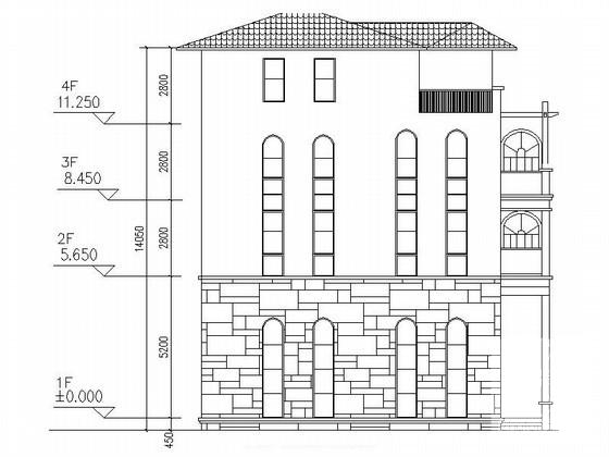 4层双拼别墅建筑CAD图纸 - 1