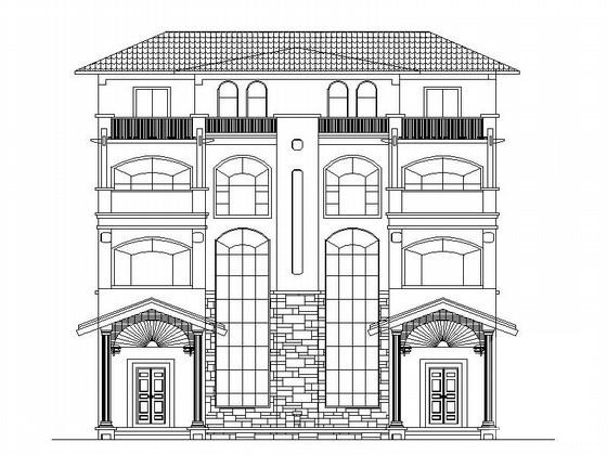 4层双拼别墅建筑CAD图纸 - 2