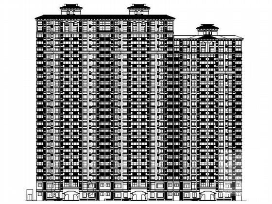 26层连塔住宅楼建筑施工CAD图纸（欧陆风格、塔式（一梯4户以下）） - 1