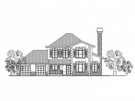 2层休闲别墅建筑方案设计CAD图纸（245平方米、南入口） - 1