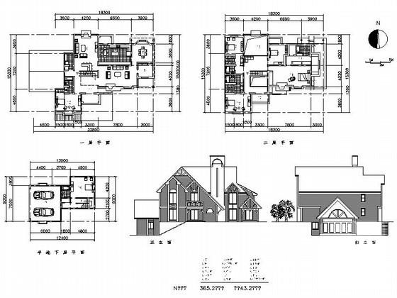 2层哥特式别墅建筑方案设计CAD图纸（365平方米） - 1