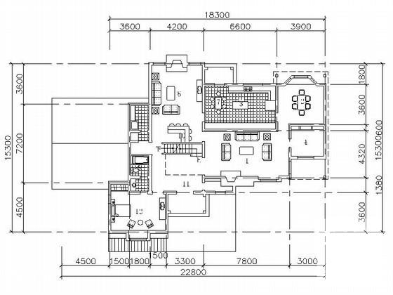 2层哥特式别墅建筑方案设计CAD图纸（365平方米） - 2