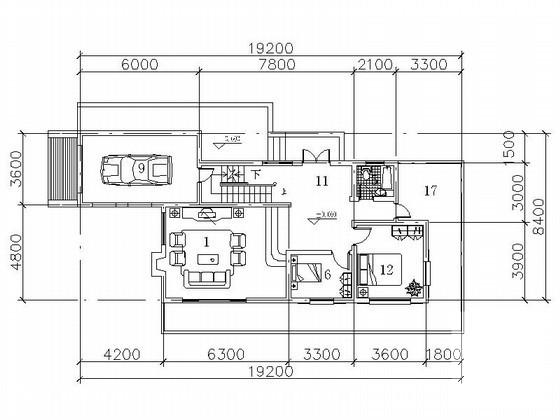 2层休闲别墅建筑方案设计CAD图纸（241平方米、北入口） - 1