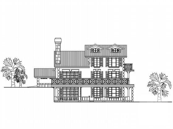 2层休闲别墅建筑方案设计CAD图纸（241平方米、北入口） - 3