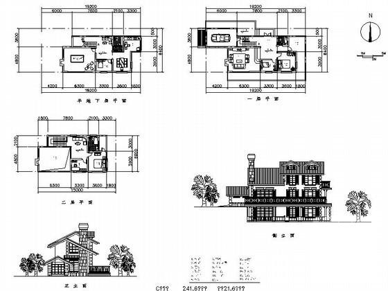 2层休闲别墅建筑方案设计CAD图纸（241平方米、北入口） - 4