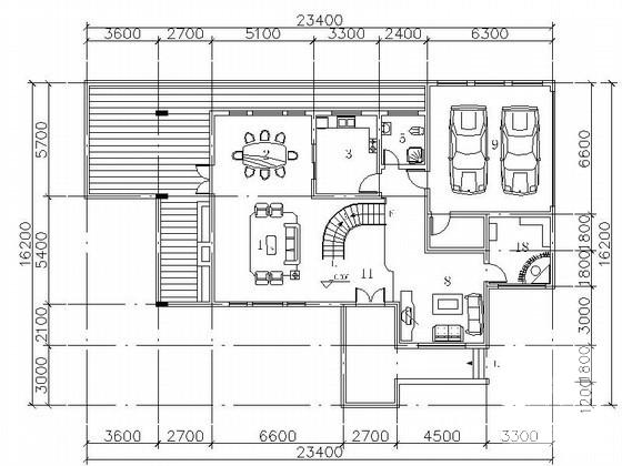 2层山地别墅建筑CAD图纸（289平方米、南入口） - 3