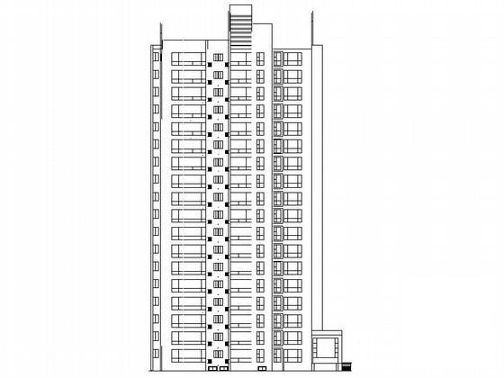 18层不对称户型住宅楼建筑CAD施工图纸 - 1