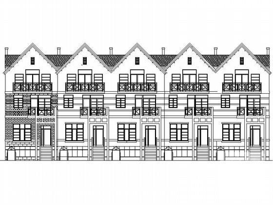 3层五联排北美别墅建筑施工CAD图纸（6.0x11.0米） - 1