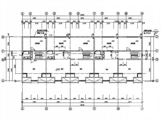 6x11米3层三联排北美别墅建筑扩初CAD图纸 - 3