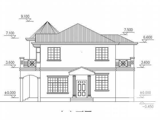 2层南入户欧式别墅建筑扩初CAD图纸（带效果CAD图纸） - 2