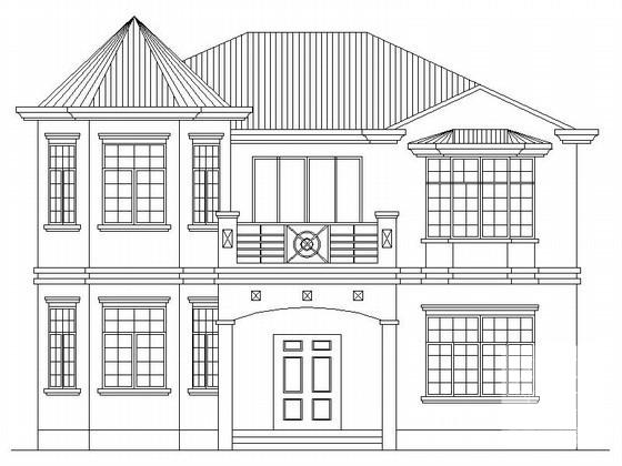 2层南入户欧式别墅建筑扩初CAD图纸（带效果CAD图纸） - 3