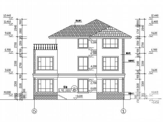 3层山地别墅建筑扩初CAD图纸（南入户） - 4