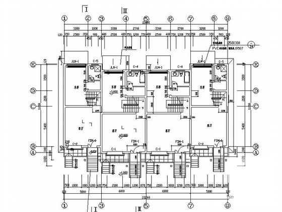 3层四联排别墅建筑施工CAD图纸（南入户） - 3