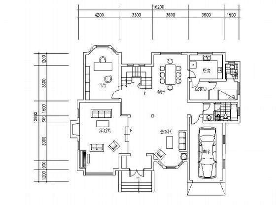 2层南入户休闲别墅建筑CAD图纸（350平方米） - 4