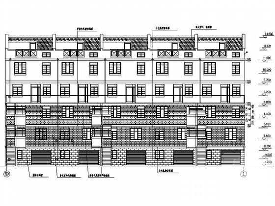 4层五联排北美风格别墅建筑施工CAD图 - 3