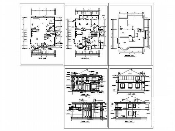 2层豪华欧式别墅建筑CAD图纸（带阁楼） - 1