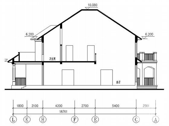 2层欧式北入户别墅建筑方案（效果CAD图纸） - 3