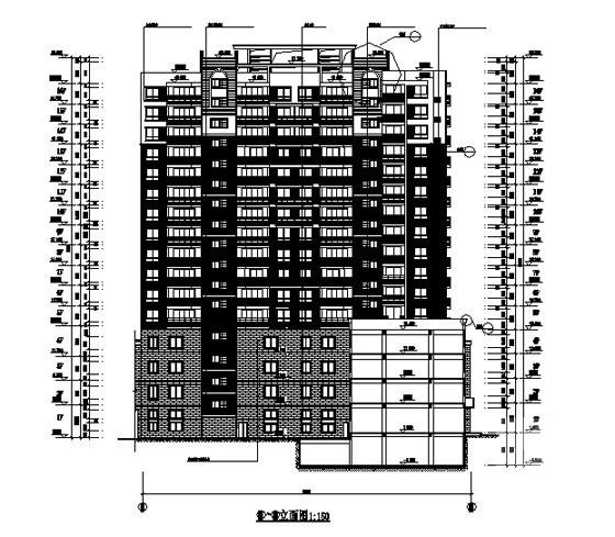 16层广场商业住宅楼（1号楼）建筑施工CAD图纸 - 1