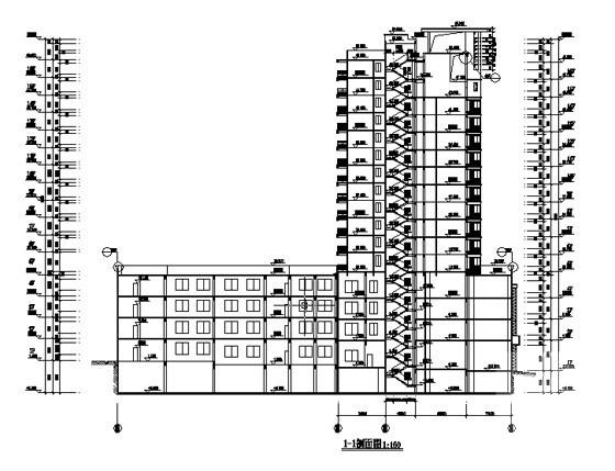 广场框架剪力墙结构商业板式住宅楼（2号楼）建筑施工CAD图纸 - 1