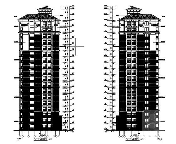 17层塔式住宅建筑施工CAD图纸（带阁楼） - 3