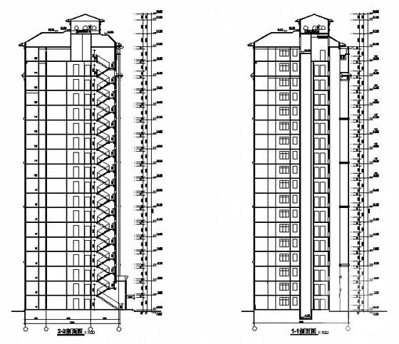 17层塔式住宅建筑施工CAD图纸（带阁楼） - 5