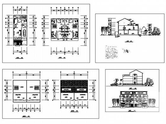 3层双拼小康农居建筑方案设计CAD图纸 - 1
