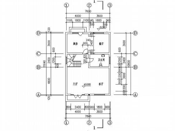 3层小康农居建筑方案设计CAD图纸（带阁楼） - 1