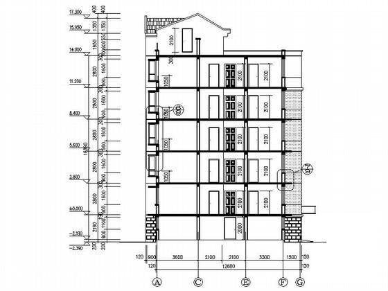 6层中式坡屋顶住宅楼建筑扩初CAD图纸 - 2