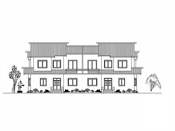 简单的2层双拼小康农居建筑设计CAD图纸 - 1