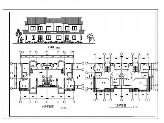 简单的2层双拼小康农居建筑设计CAD图纸 - 3