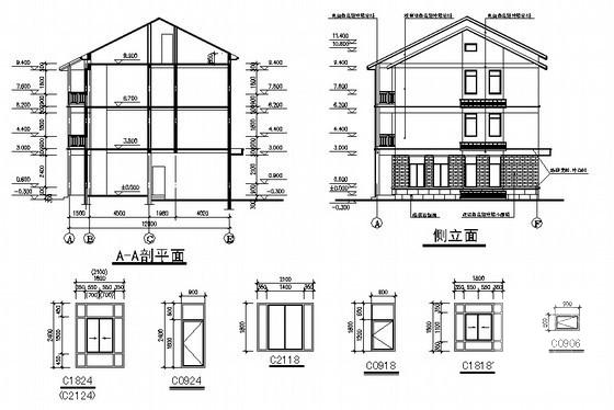 框混结构村民3层住宅楼通用建筑施工CAD图纸 - 1