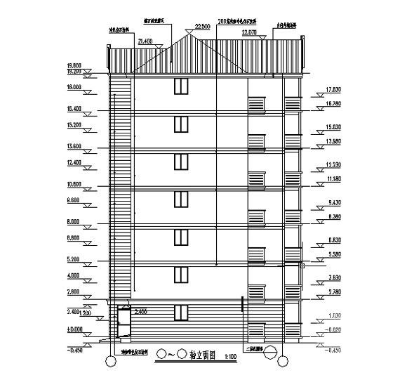 生活配套区7层砌体结构宿舍楼建筑施工CAD图纸（C型） - 5