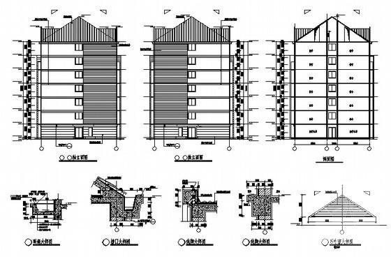 生活配套区7层宿舍楼建筑施工CAD图纸（A型） - 2