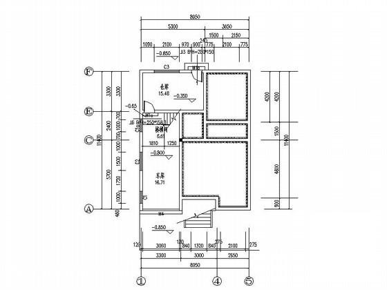 8.95x11.4米4层农民自建房建筑施工CAD图纸 - 1