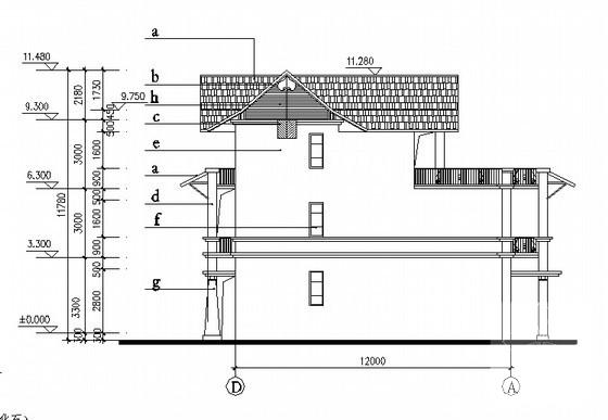 山庄别墅C区CL-C型建筑设计CAD图纸（初设图纸） - 3
