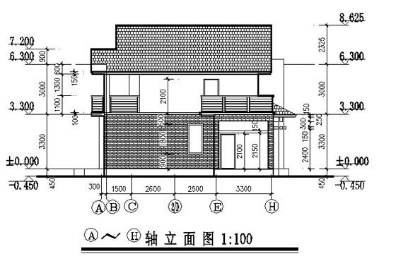 简单实用的2层欧式别墅建筑CAD图纸（效果图纸） - 1