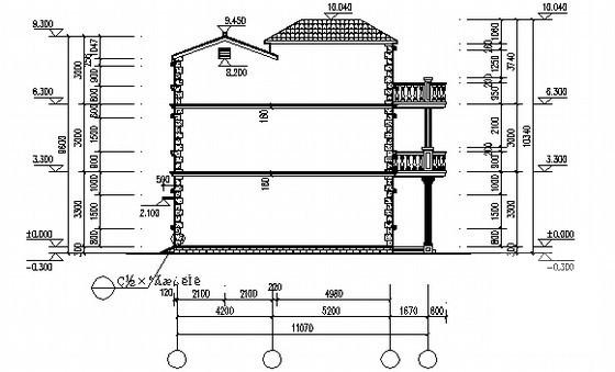 3层农型别墅建筑施工CAD图纸（标注详细） - 1