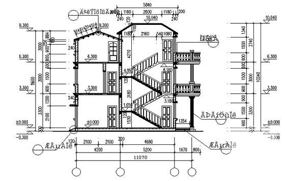 3层农型别墅建筑施工CAD图纸（标注详细） - 3