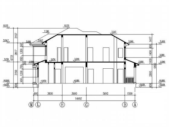 森林别墅区2层别墅建筑CAD图纸 - 4