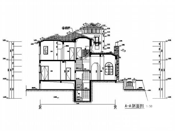 湖别墅区2层西班牙式独栋别墅建筑施工CAD图纸（欧陆风格） - 1