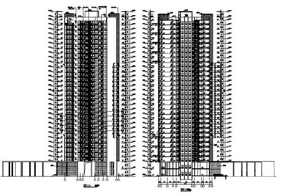 城市核心区剪力墙结构32层住宅小区1号楼建筑施工CAD图纸(节能设计)塔式（一梯5-8户） - 5