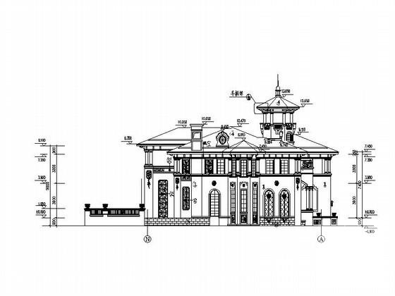 太阳城2层豪华别墅建筑CAD图纸（标注详细） - 3