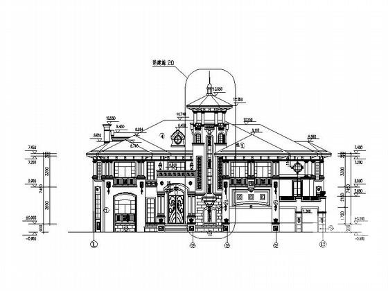 太阳城2层豪华别墅建筑CAD图纸（标注详细） - 4