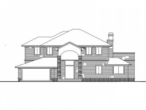 2层独立别墅建筑设计CAD图纸 - 2