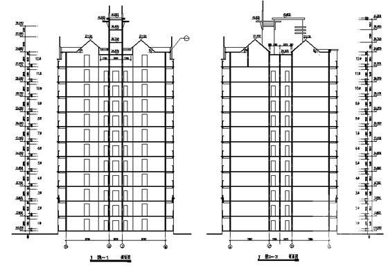 框架结构12层住宅楼建筑施工CAD图纸（组合屋顶） - 1