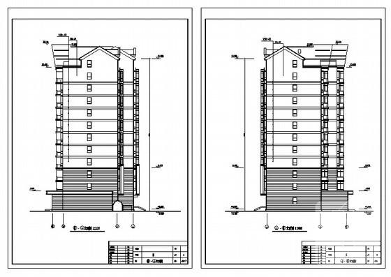 板式11层（带跃层）板式商业住宅楼CAD施工图纸（欧陆风格） - 1