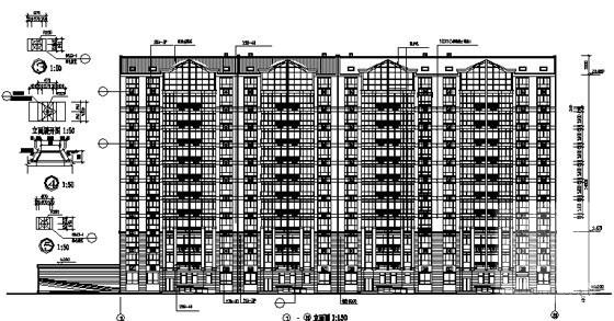板式11层（带跃层）板式商业住宅楼CAD施工图纸（欧陆风格） - 5