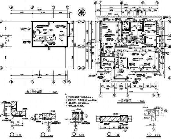 3层花园式别墅建筑施工CAD图纸 - 2